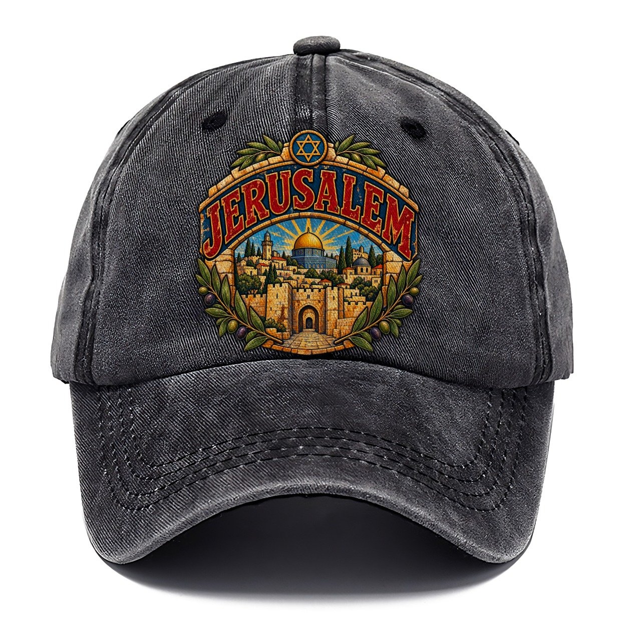Holy City Arch Lettering Jerusalem Classic Cap – Graphite