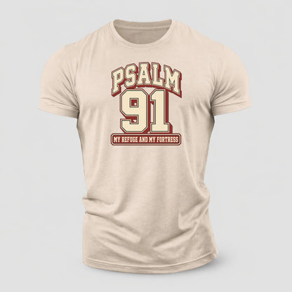 Psalm 91 Varsity Chapel Varsity Cotton T-Shirt – Sand