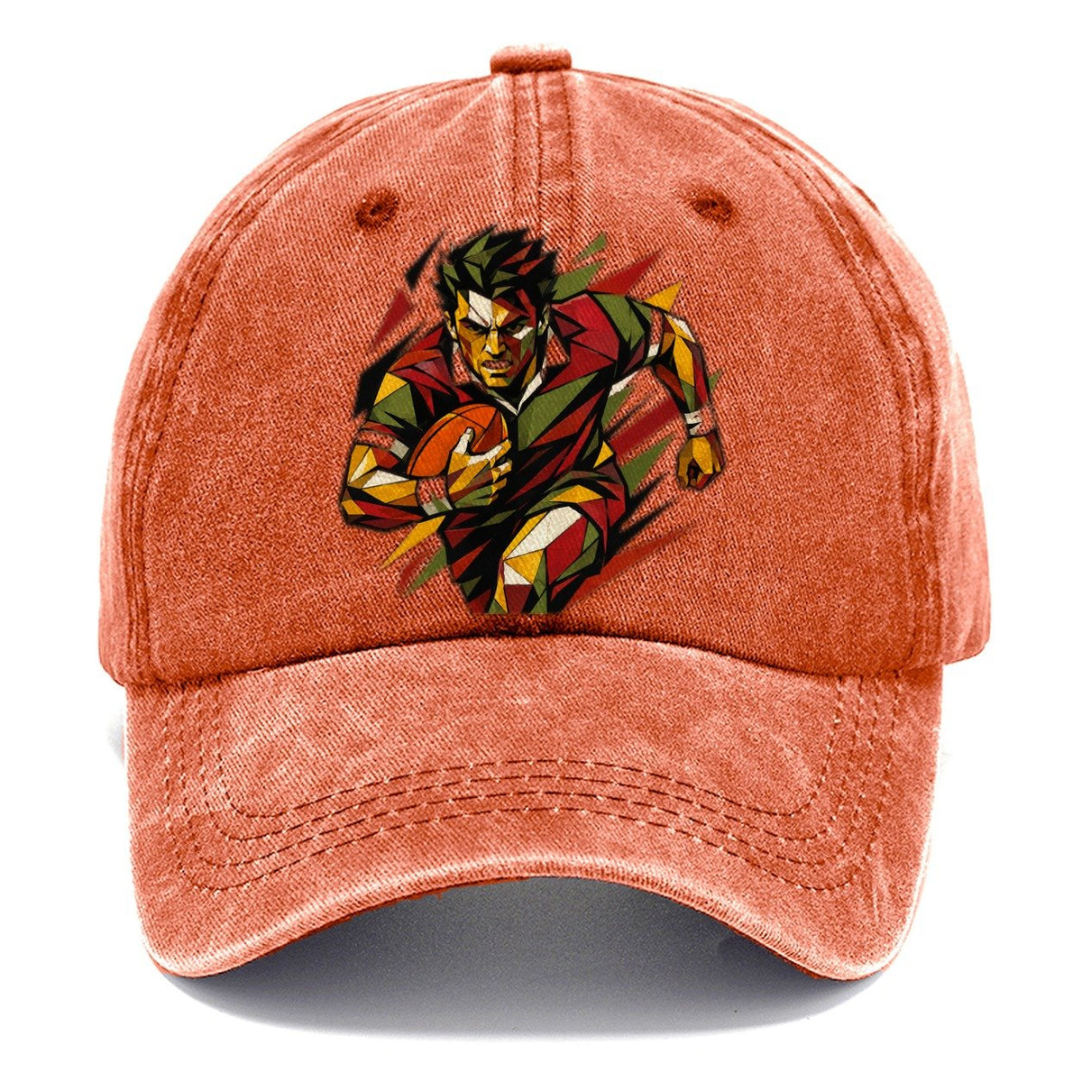 Rugby Player Carrying Ball Classic Cap – Terracotta Clay