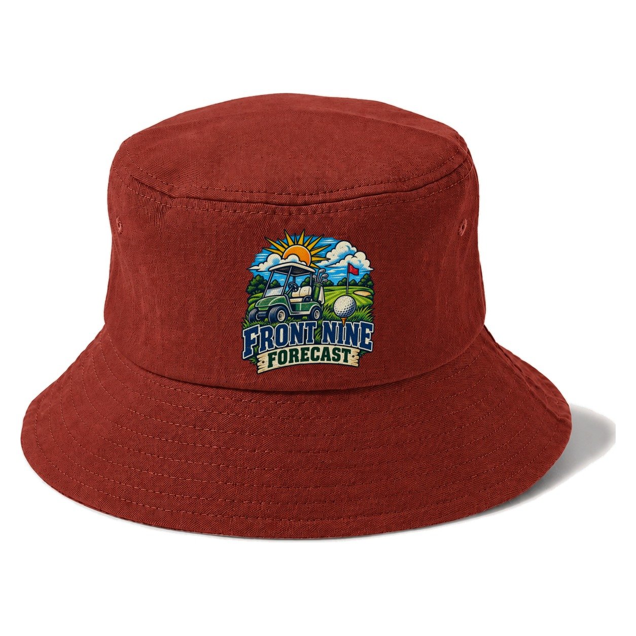 Front Nine Forecast Golf Life Bucket Hat – Red