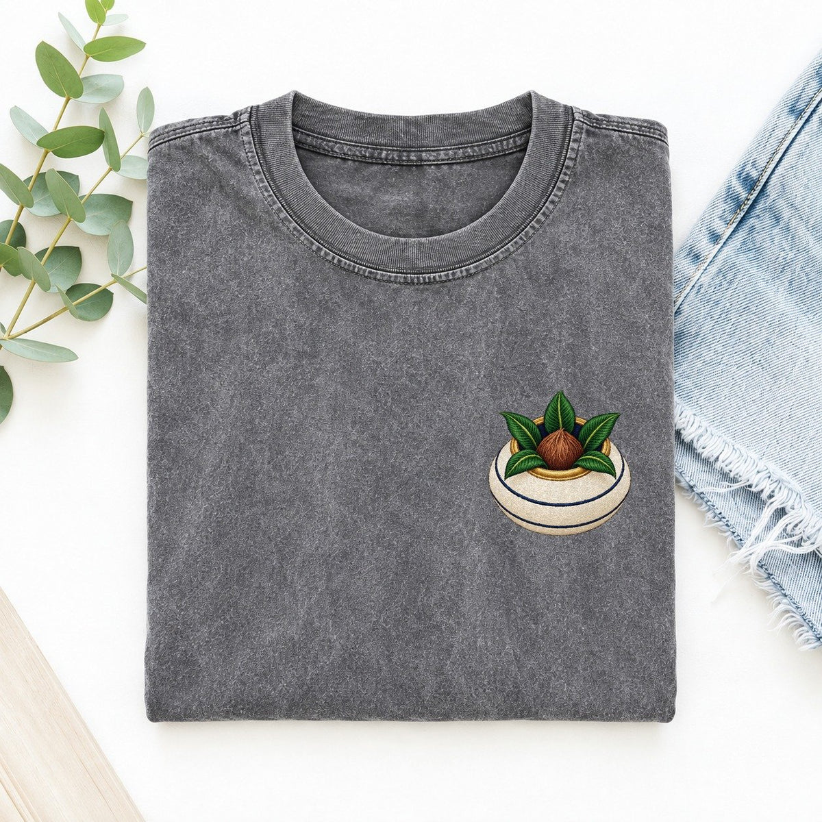 Kalash Coconut Crown Left Chest Vintage T-shirt – Grey