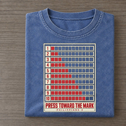 Press Toward The Mark Pit Board Parables Vintage T-shirt – Washed Blue