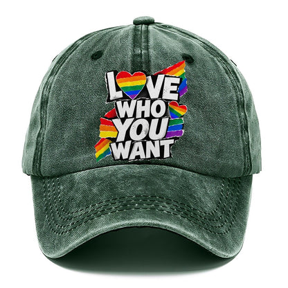 Love Who You Want Rainbow Heart Classic Cap – Forest Mist