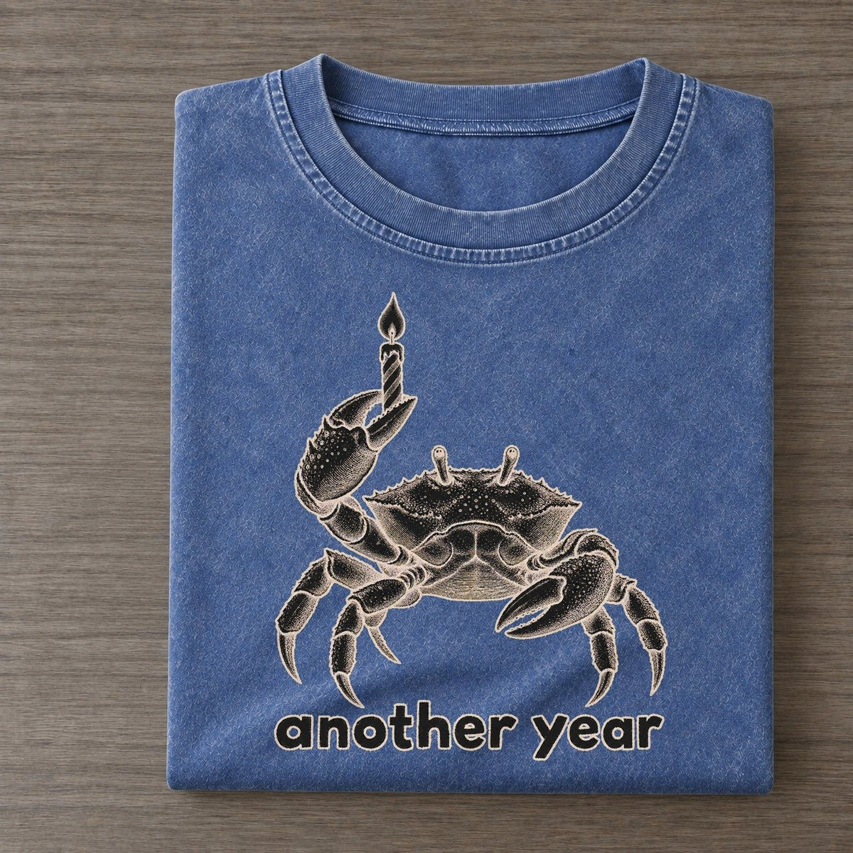 Crab Another Year Unbothered Creatures Vintage T-shirt – Washed Blue