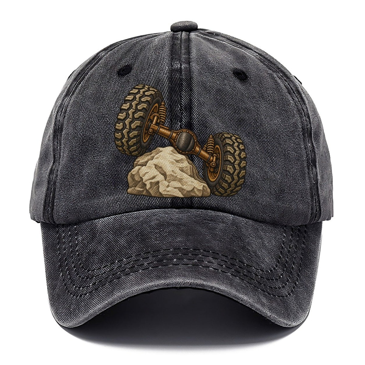 Articulated Axle Over A Rock Off Roading And Overlanding Classic Cap – Graphite
