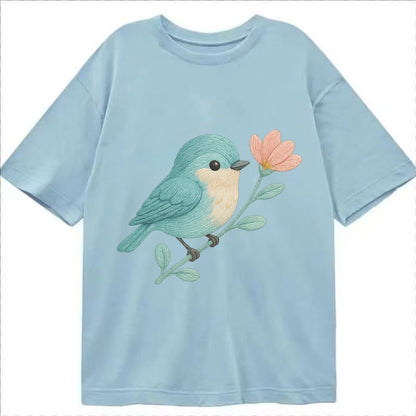 Aqua Chickadee Perched On Mint Eucalyptus Turquoise Cap Swee Classic T-shirt – Light Blue