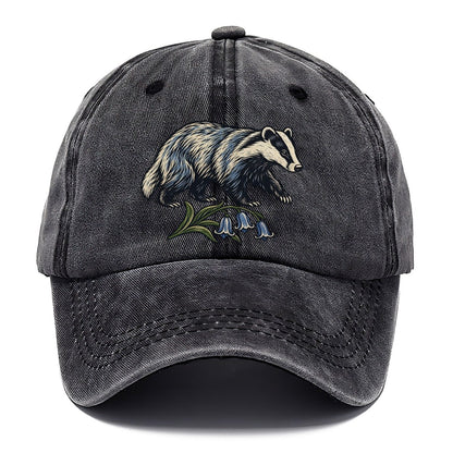 British Badger With Bluebell Sprig Uk Culture Heritage Classic Cap – Graphite