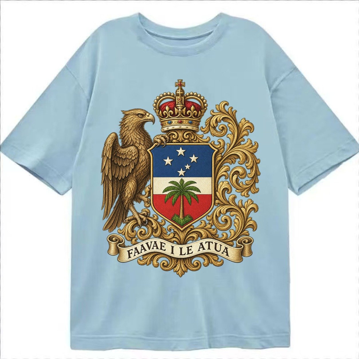South Africa Springbok Emblem Springbok With Protea Green Go Classic T-shirt – Light Blue
