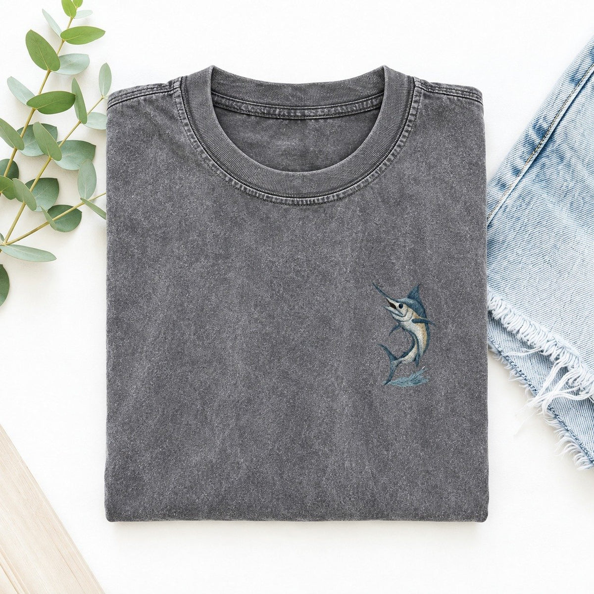 Marlin Majesty Left Chest Vintage T-shirt – Grey