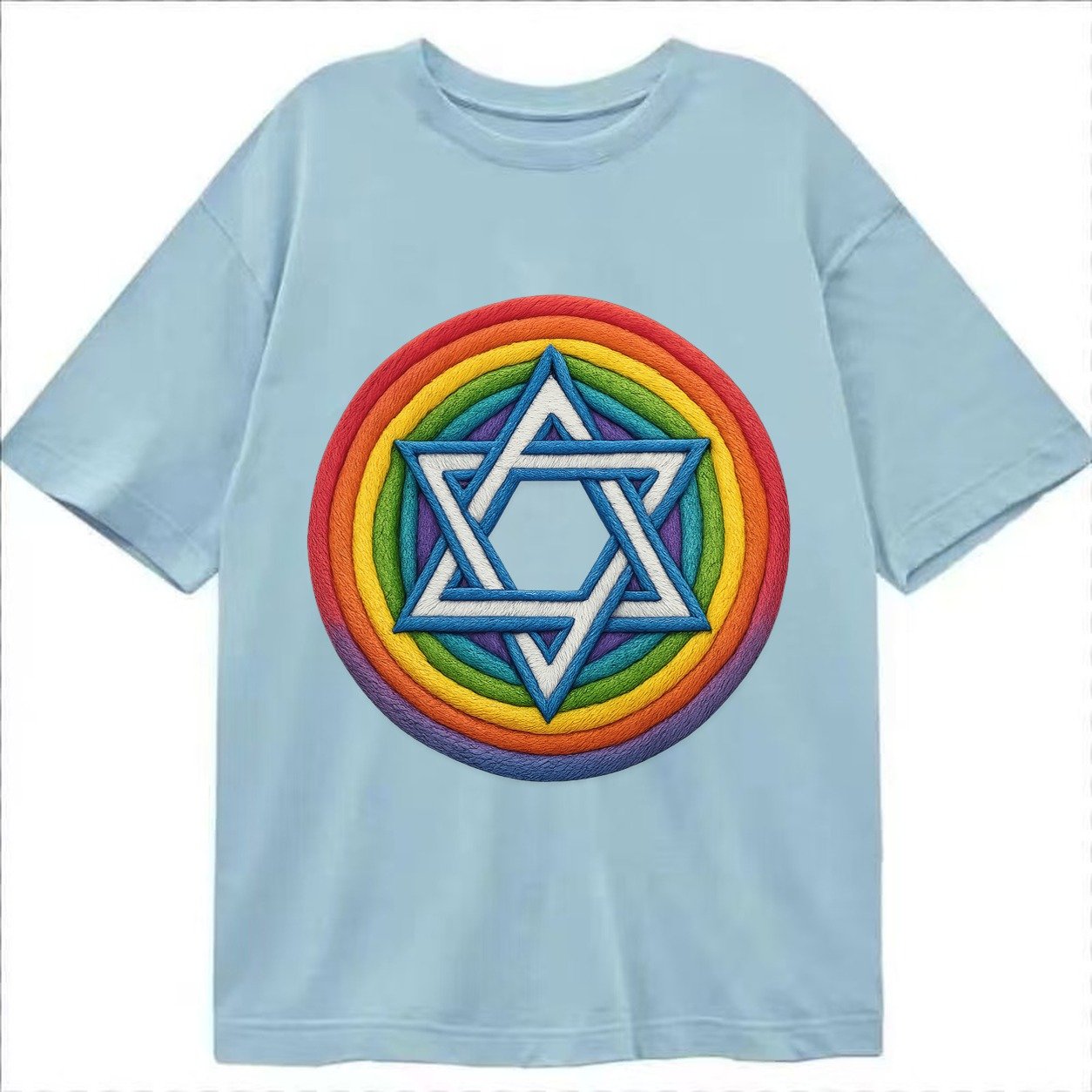 Rainbow Star Of David C8d987 Classic T-shirt – Light Blue