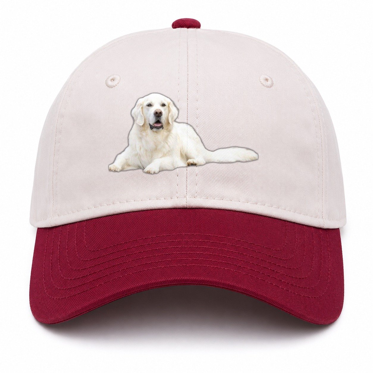White English Cream Golden Retrievers Two Tone Cap – Red