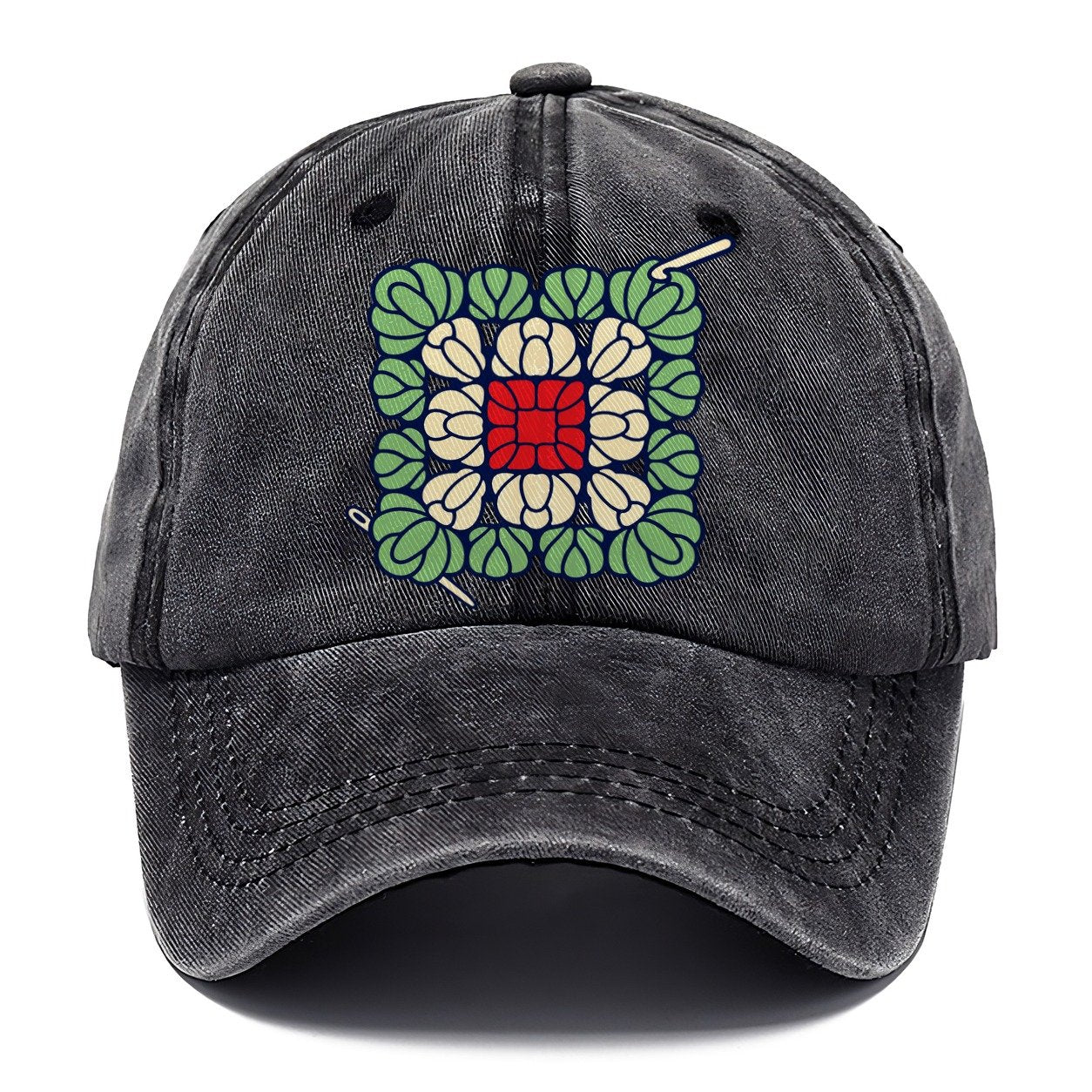 Granny Square Mosaic Yarn Crafts Classic Cap – Graphite