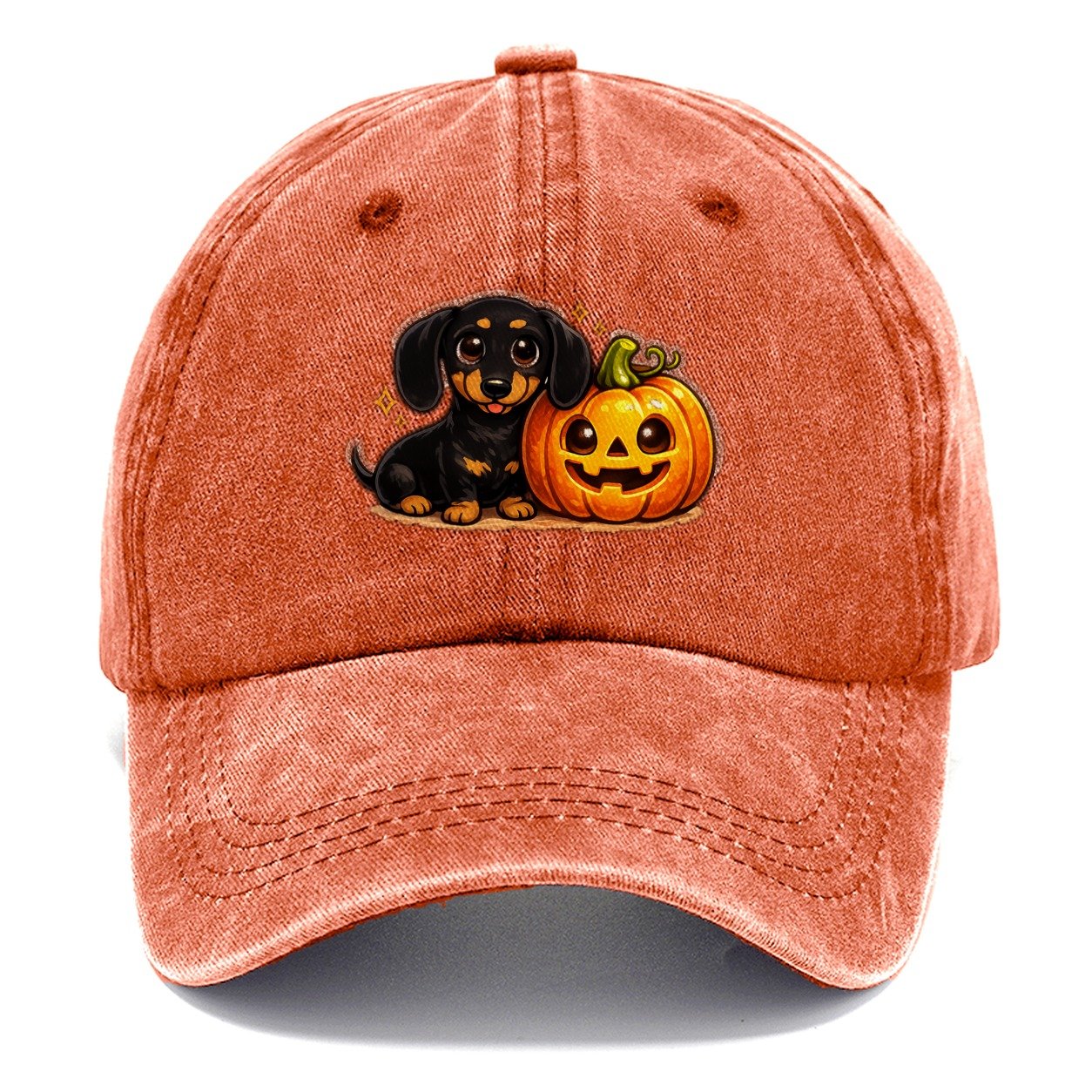 Dachshund Halloween Pumpkin Classic Cap – Terracotta Clay