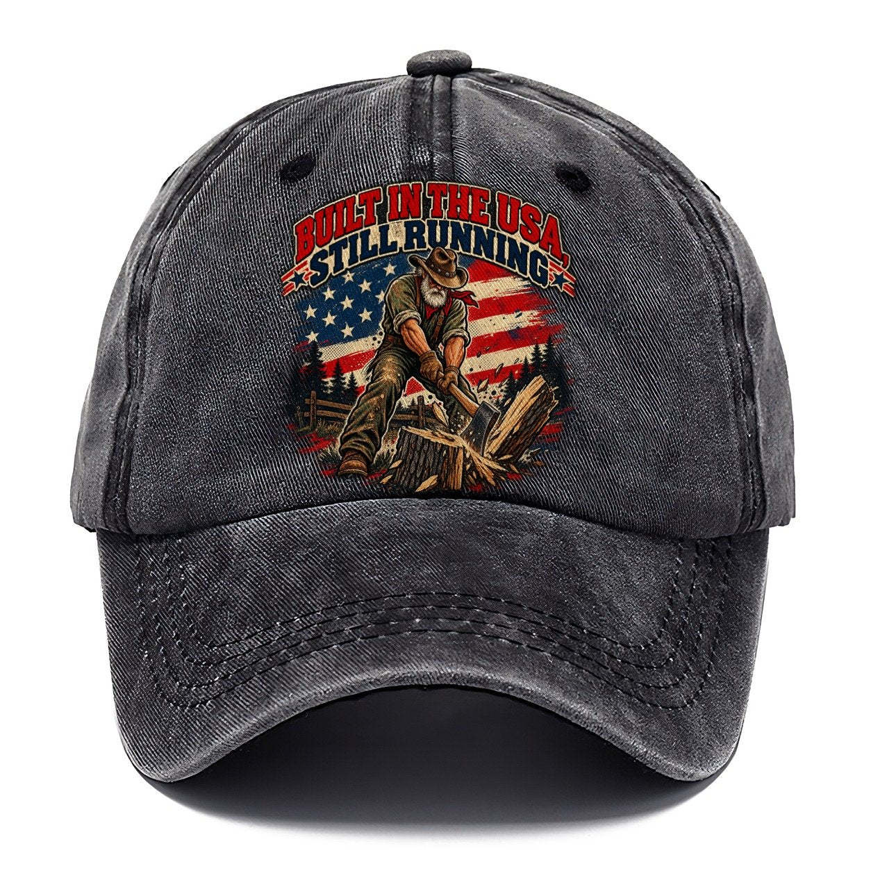 Built In The Usa Still Running Old Man Strong Classic Cap – Graphite