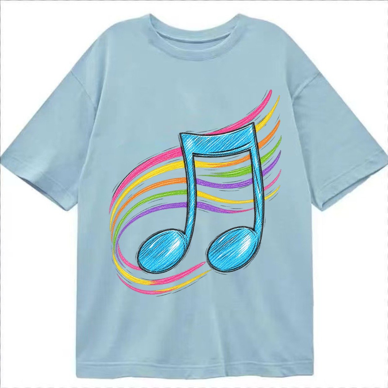 Musical Notes Headwear Classic T-shirt – Light Blue