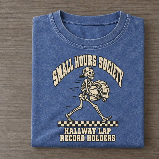 Hallway Laps Small Hours Society Vintage T-shirt – Washed Blue