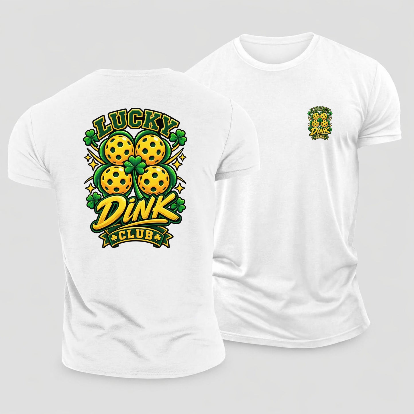 Lucky Dink Club Pickleball Life Cotton T-Shirt – White