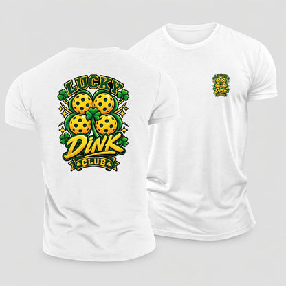 Lucky Dink Club Pickleball Life Cotton T-Shirt – White
