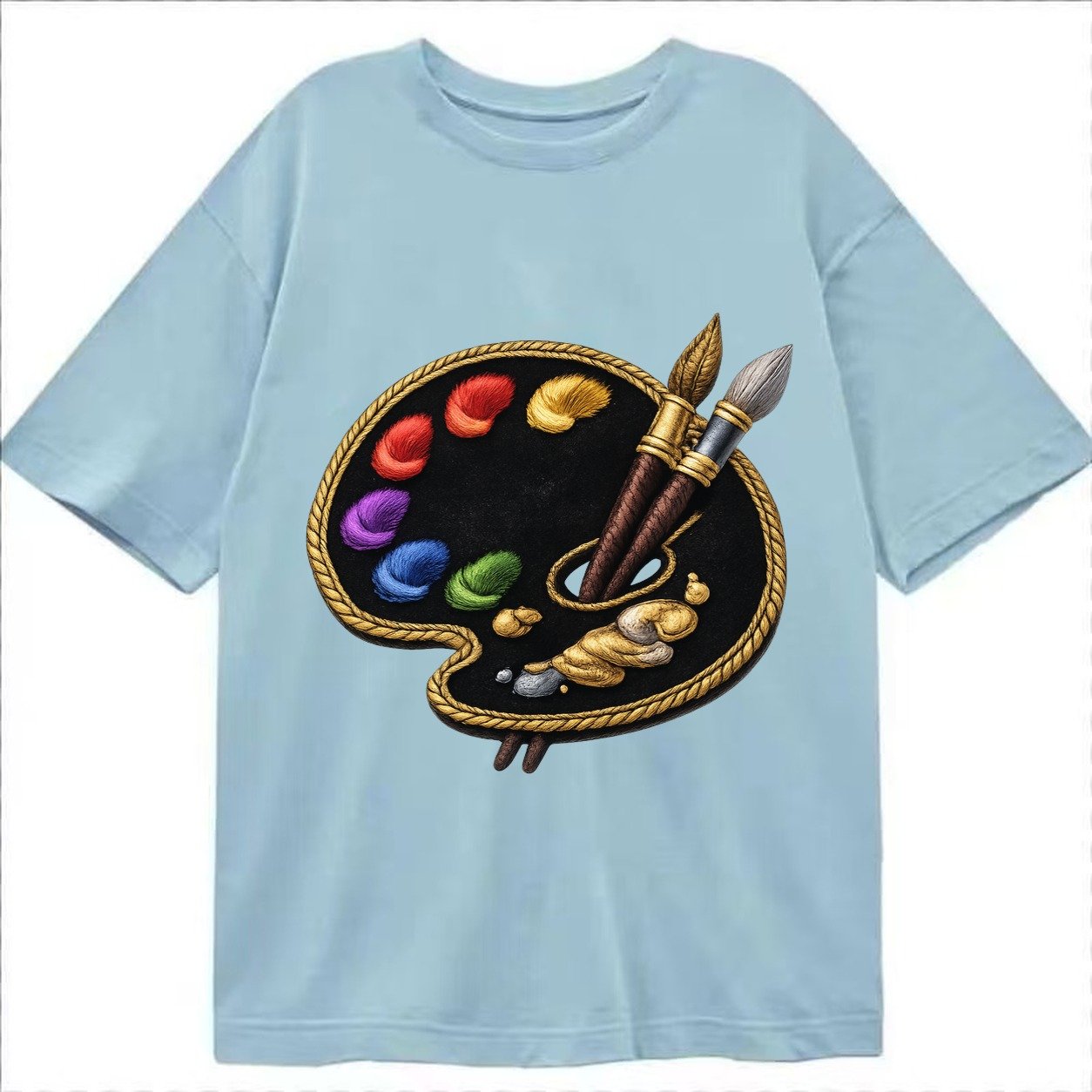 Artist Palette Rainbow Paints Embroidered Ea4b33 Classic T-shirt – Light Blue