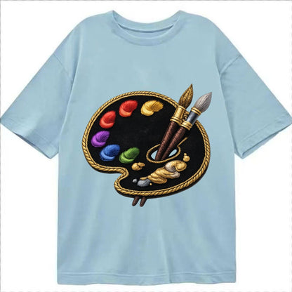 Artist Palette Rainbow Paints Embroidered Ea4b33 Classic T-shirt – Light Blue