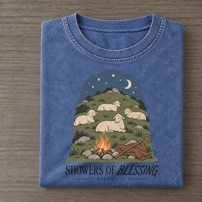 Showers Of Blessing The Counting Gate Vintage T-shirt – Washed Blue