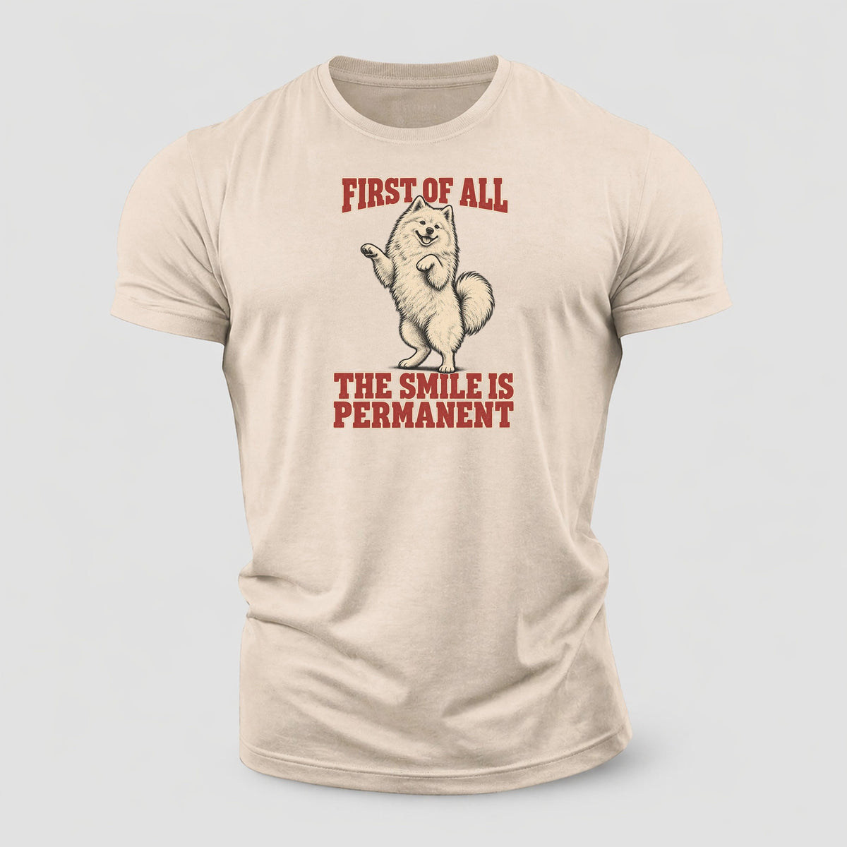 Samoyed Dog Declarations Cotton T-Shirt – Sand