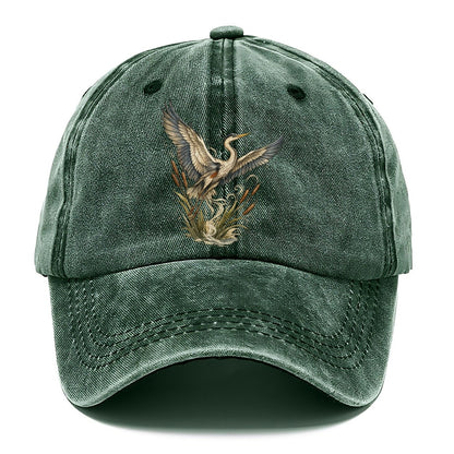 Heron Rising from Cattails Classic Cap – Forest Mist