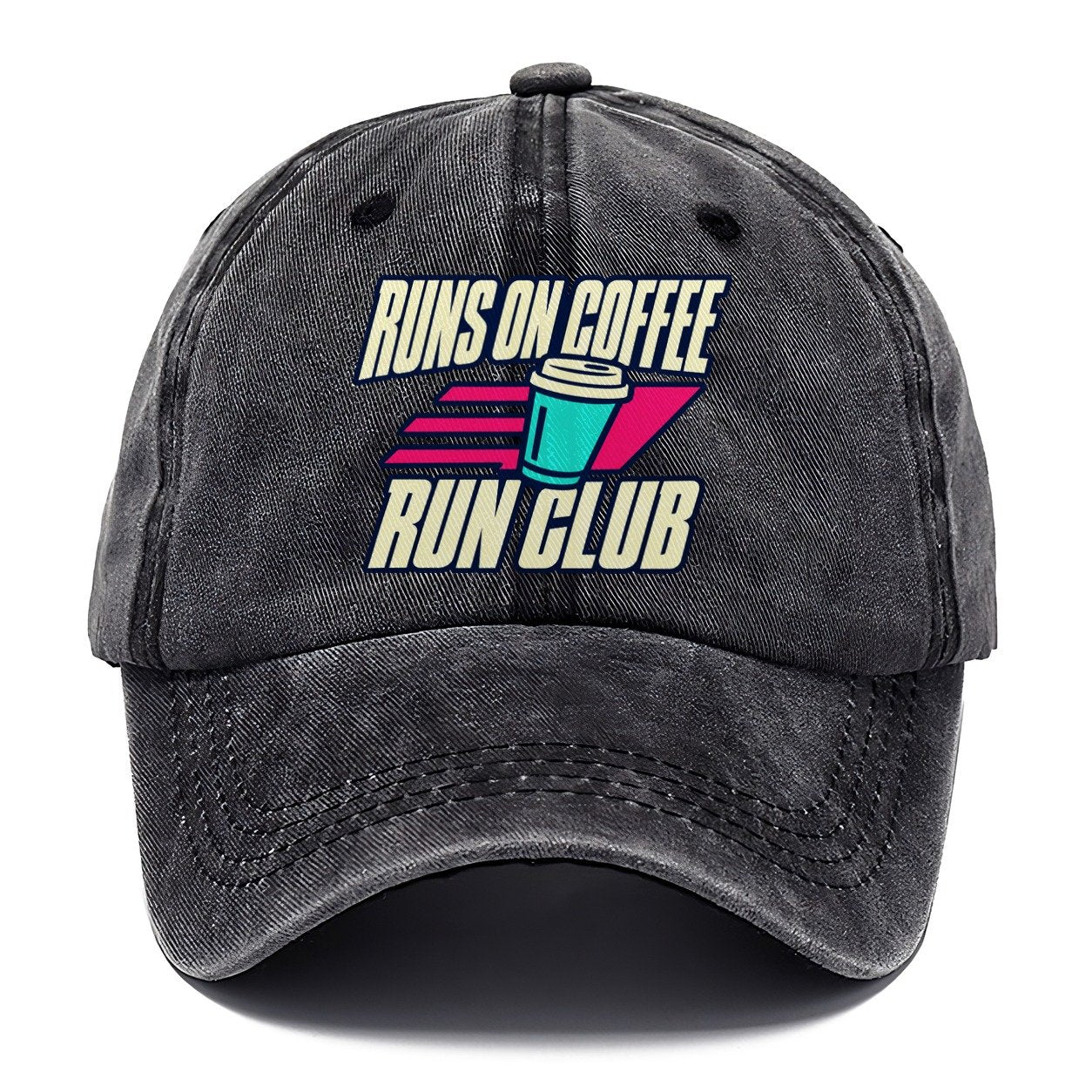 Runs On Coffee Run Club 90S Running Clubs Classic Cap – Graphite