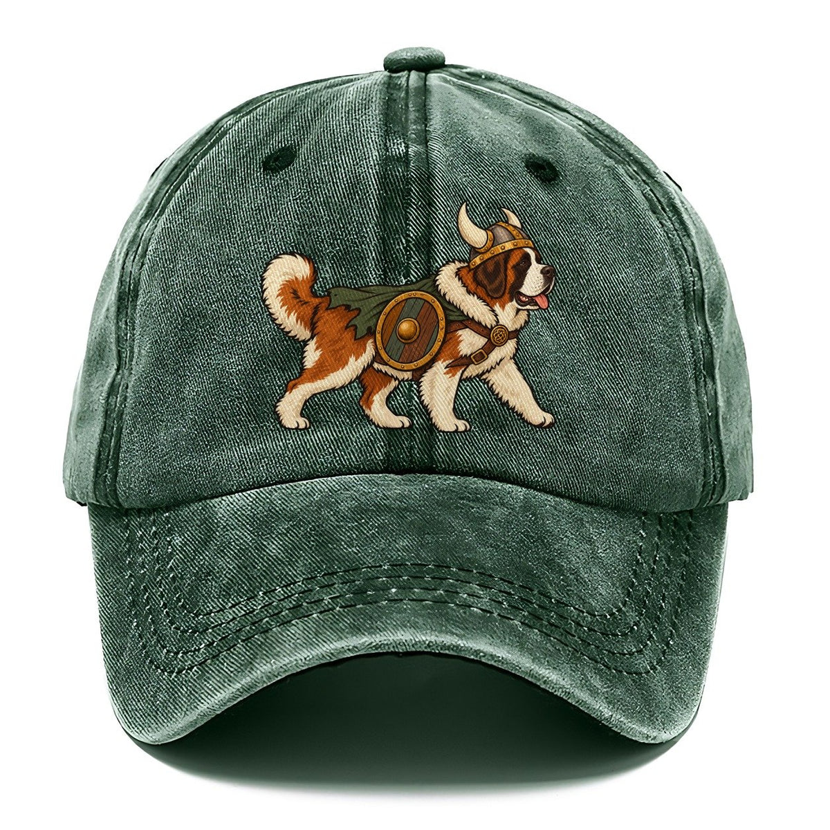 One Saint Bernard In Halloween Costume Viking Costume With A Horned Helmet And Small Shield Halloween Dog Parade Classic Cap – Forest Mist