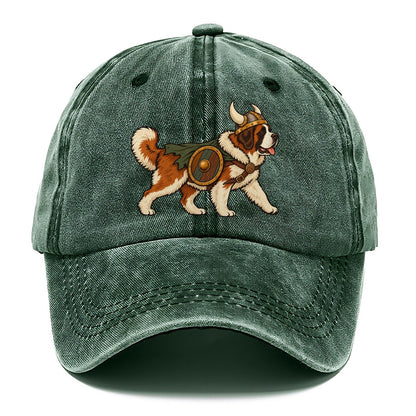 One Saint Bernard In Halloween Costume Viking Costume With A Horned Helmet And Small Shield Halloween Dog Parade Classic Cap – Forest Mist