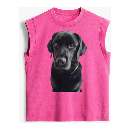 Black Labrador Vintage Washed Tank – Pink