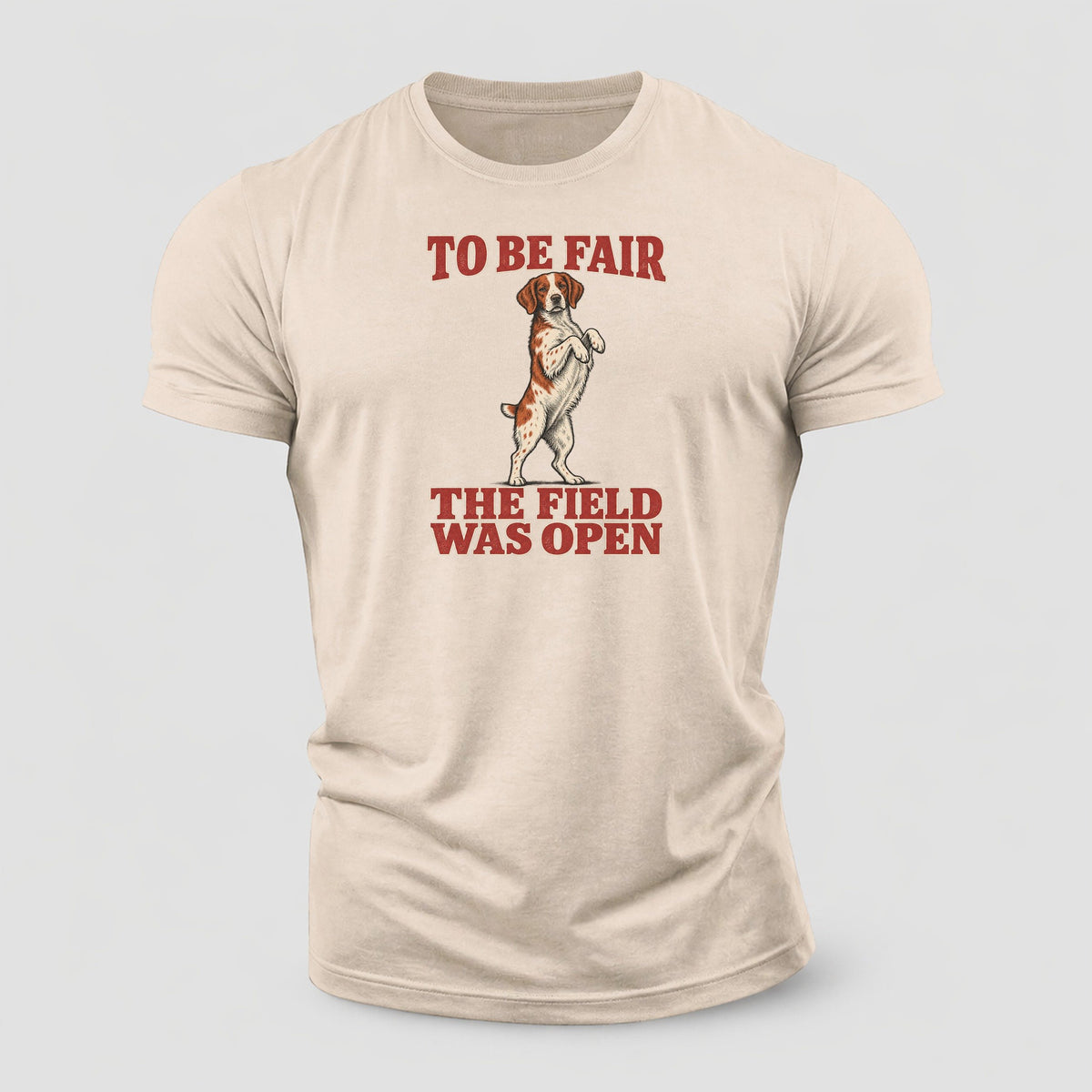 Brittany Dog Declarations Cotton T-Shirt – Sand