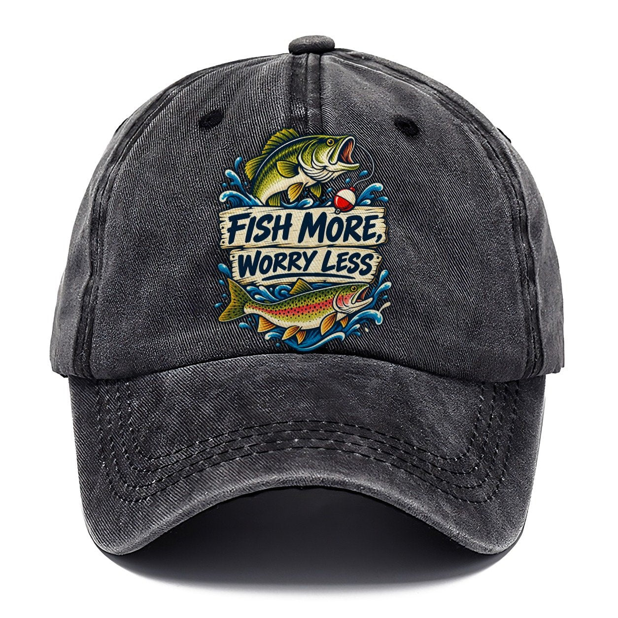 Fish More Worry Less Fishing Elegant Classic Cap – Graphite