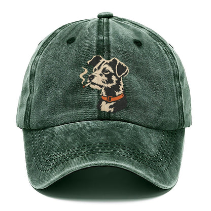 Smoking Terrier with Orange Collar Classic Cap – Forest Mist