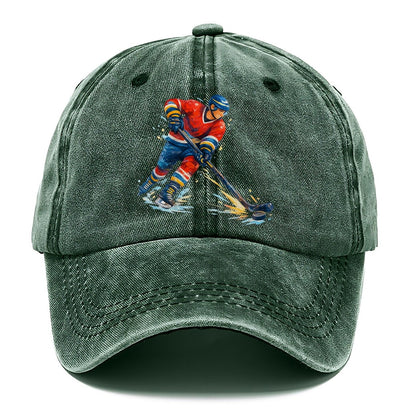 Ice Hockey Player Shooting Puck Classic Cap – Forest Mist