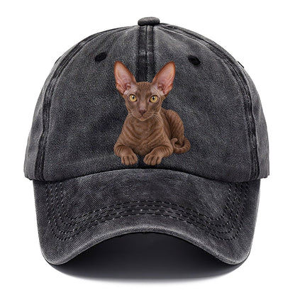 Cornish Rex Reclining Paws Forward Realistic Cat Portrait Classic Cap – Graphite