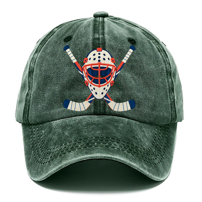 Goalie Mask And Crossed Sticks Character Club Classic Cap – Forest Mist