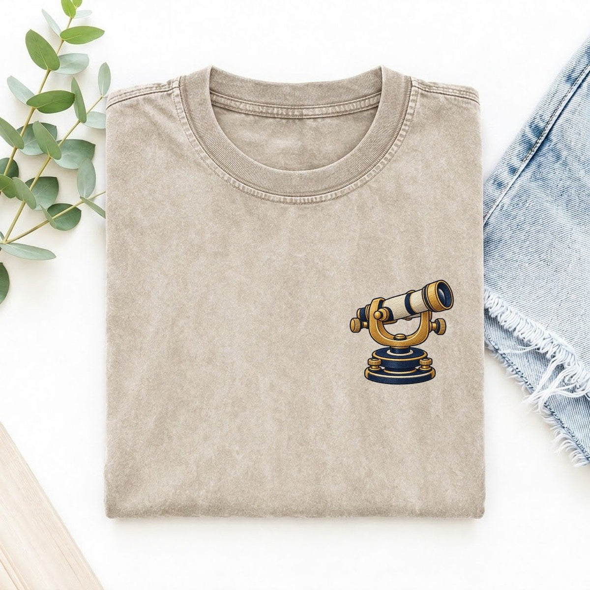 Theodolite Sightline Left Chest Vintage T-shirt – Off White