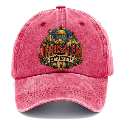 Retro Yerushalayim Script Jerusalem Classic Cap – Pomegranate Blush
