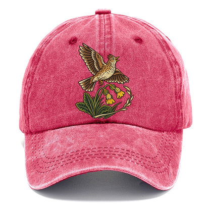 South Downs Skylark And Cowslip Uk Culture Heritage Classic Cap – Pomegranate Blush