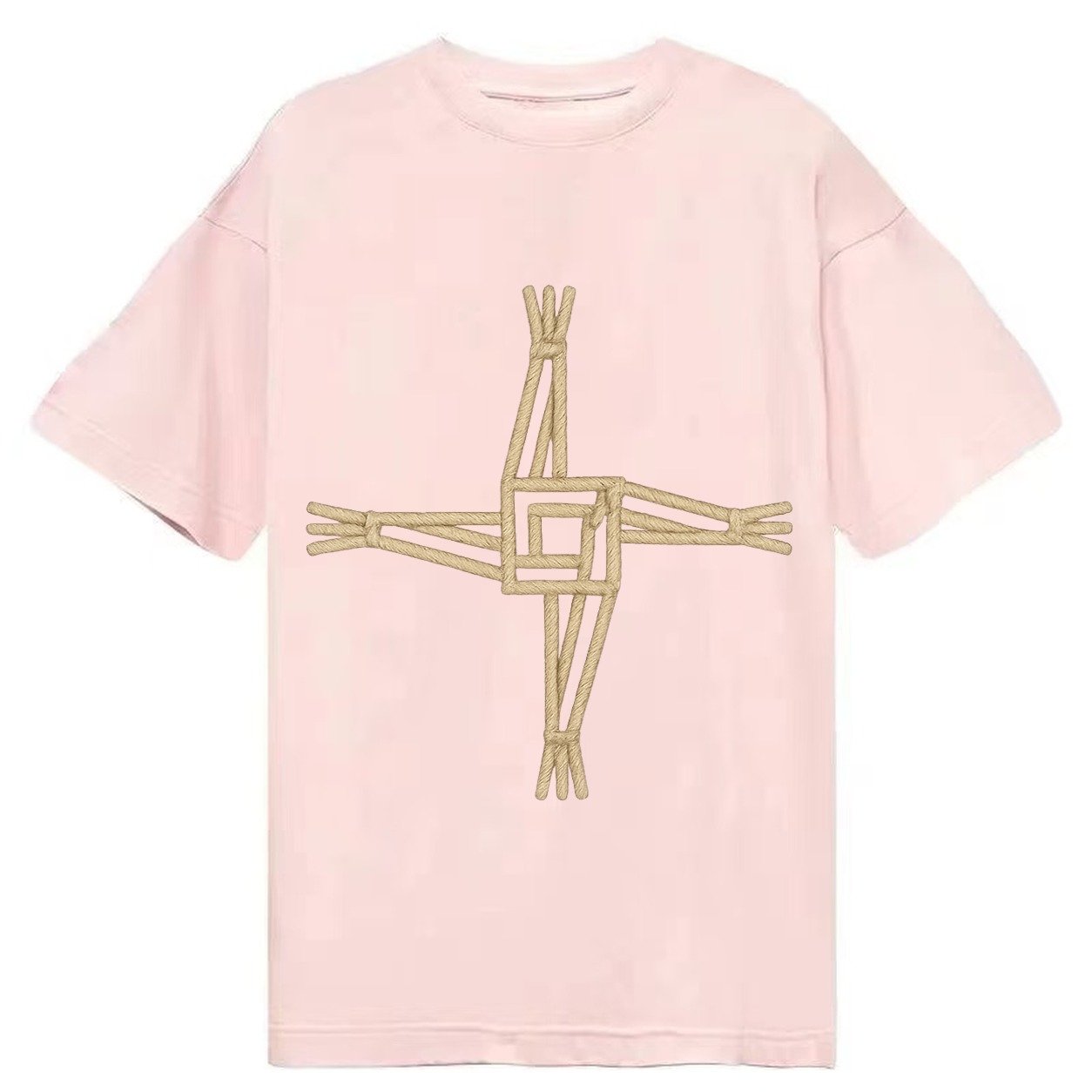 Saint Brigids Cross Woven Rush Cross Natural Beige Thread Ir Classic T-shirt – Pink