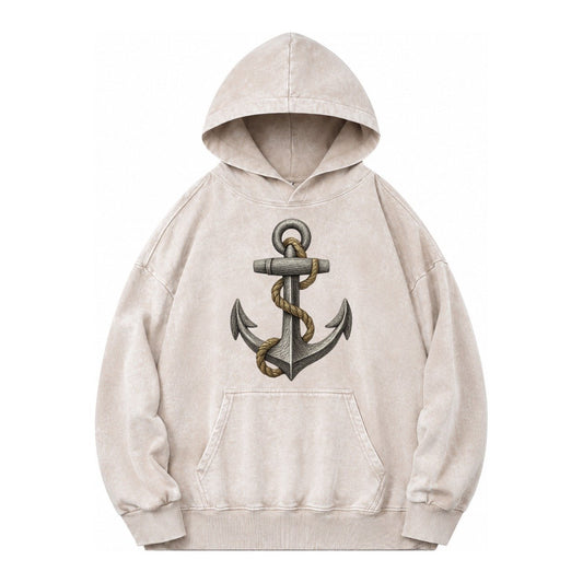 Anchor And Rope Vintage Washed Hoodie – Off White