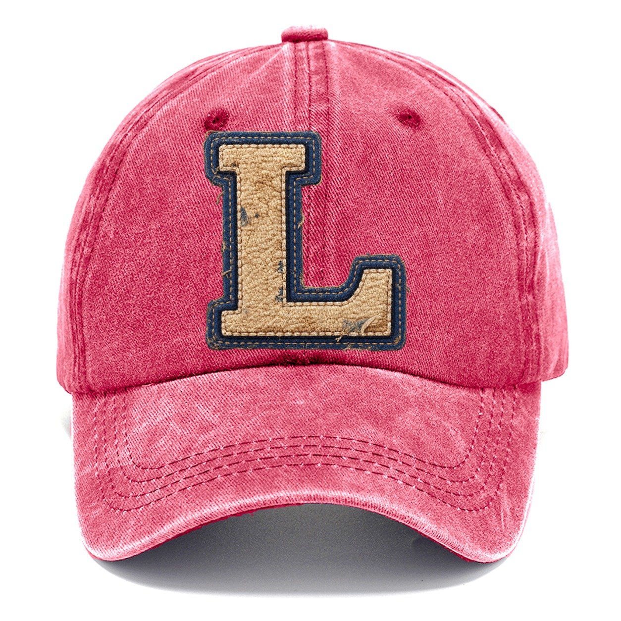 Varsity Chenille L Monogram Classic Cap – Pomegranate Blush