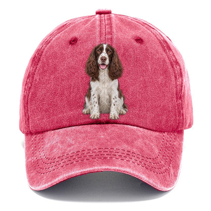 English Springer Spaniel Sitting Top Breeds Classic Cap – Pomegranate Blush