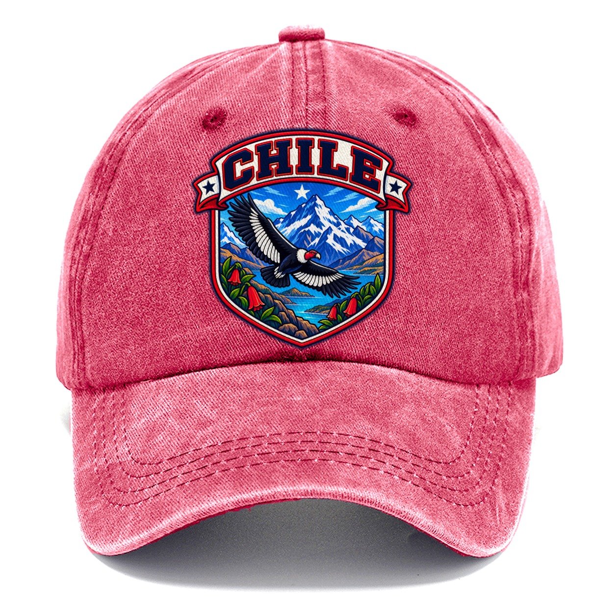 Chile Retro Badge Country Logos Classic Cap – Pomegranate Blush