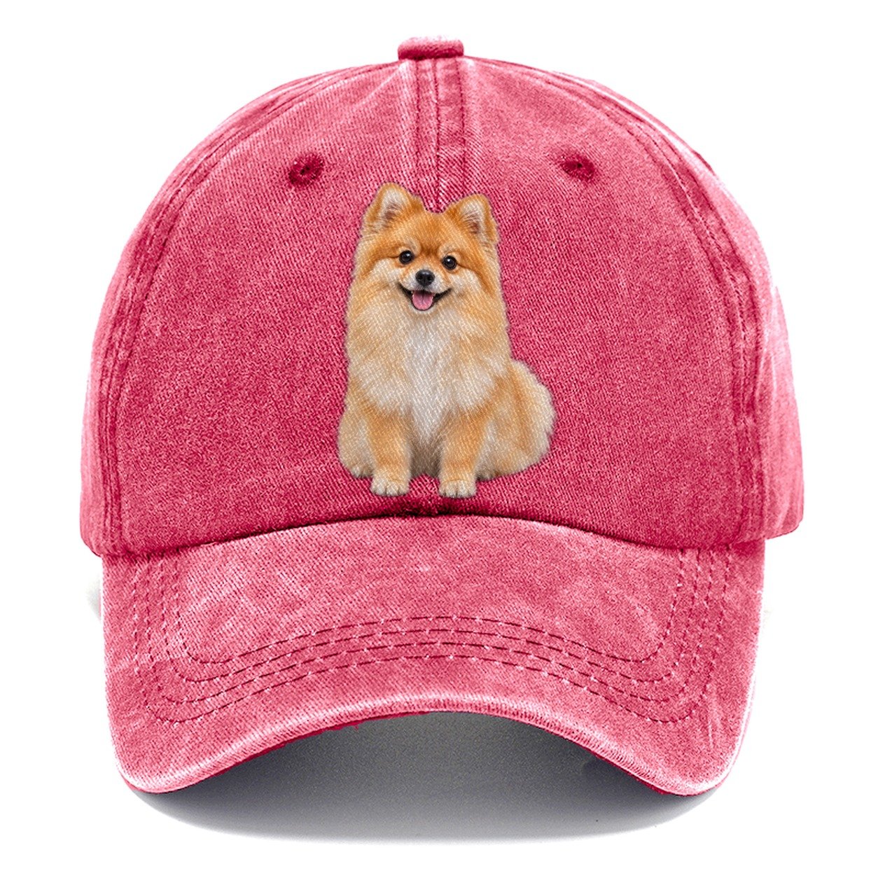 Pomeranian Sitting Top Breeds Classic Cap – Pomegranate Blush