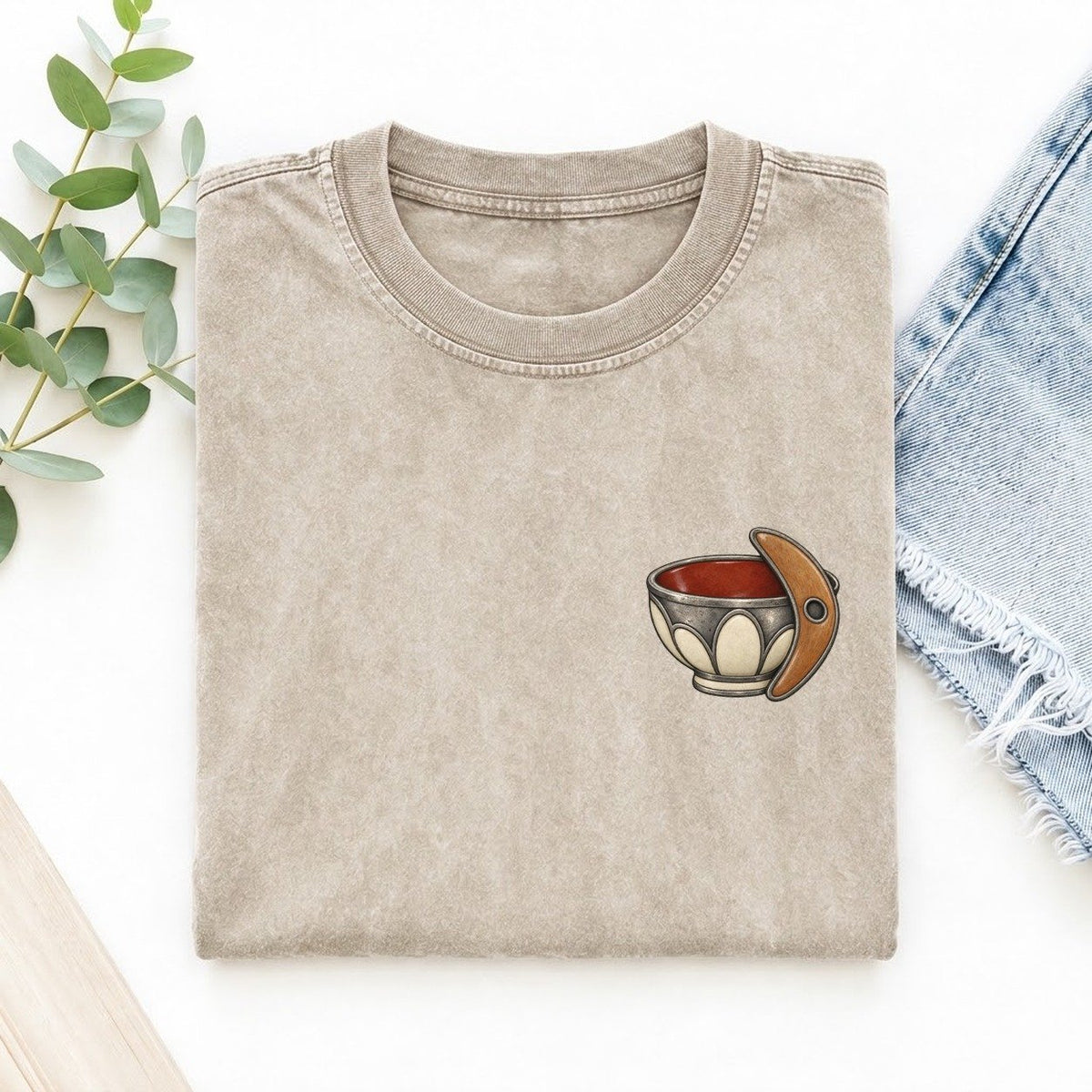 Potter Rib And Bowl Keepsake Emblem Left Chest Vintage T-shirt – Off White
