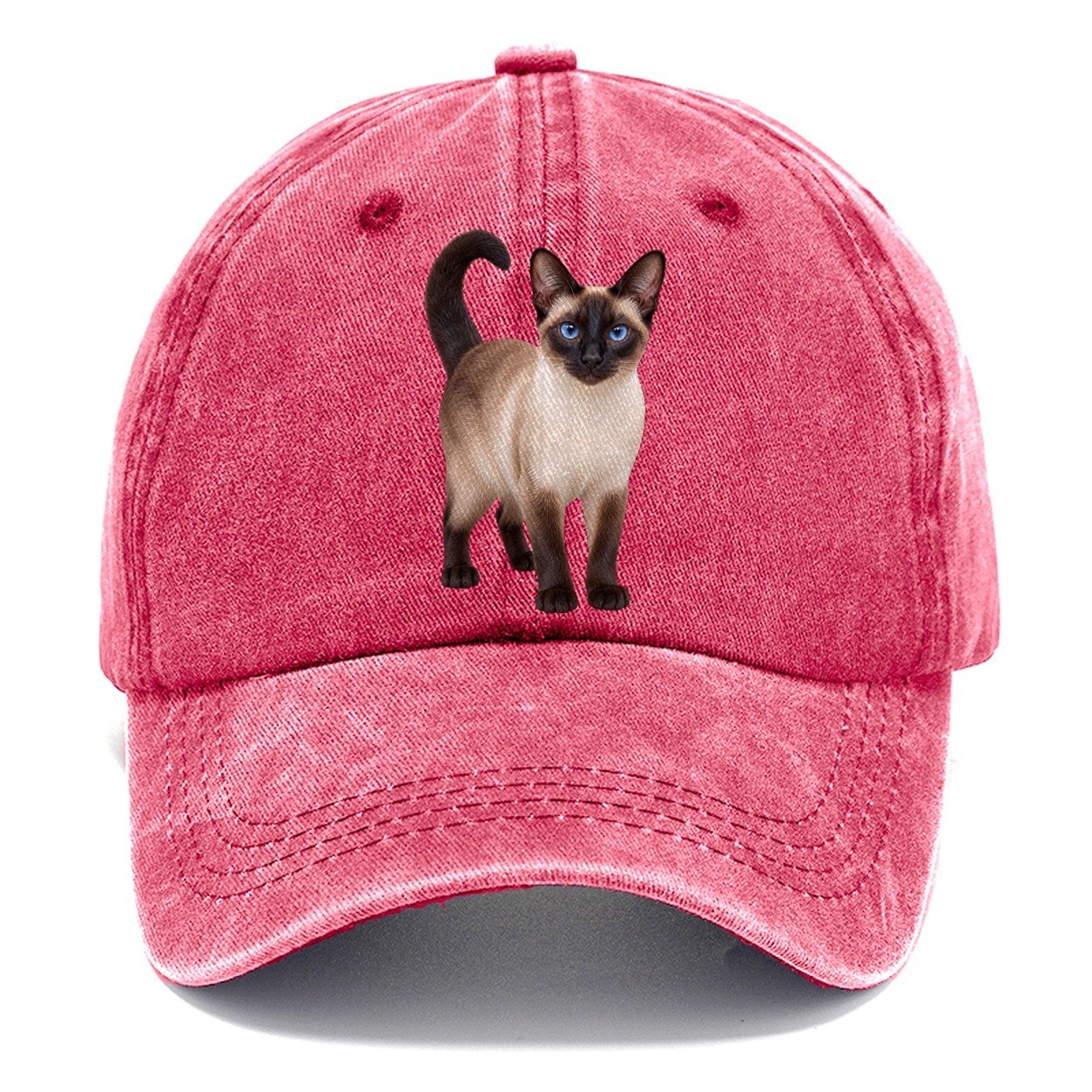 Siamese Standing Three Quarter Realistic Cat Portrait Classic Cap – Pomegranate Blush