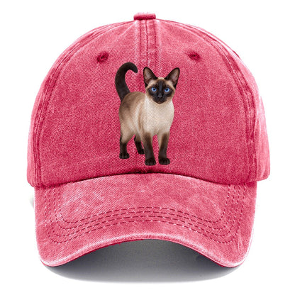 Siamese Standing Three Quarter Realistic Cat Portrait Classic Cap – Pomegranate Blush