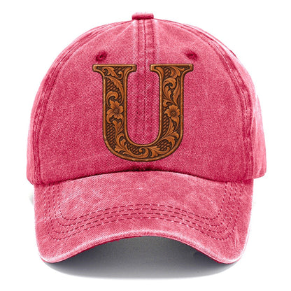 Tooled Leather U Monogram Classic Cap – Pomegranate Blush